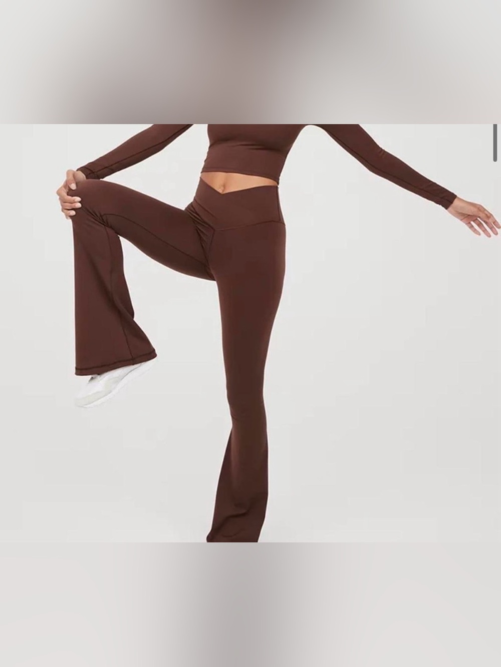 OFFLINE By Aerie Real Me High Waisted Crossover Flare Legging Dark Brown XXS